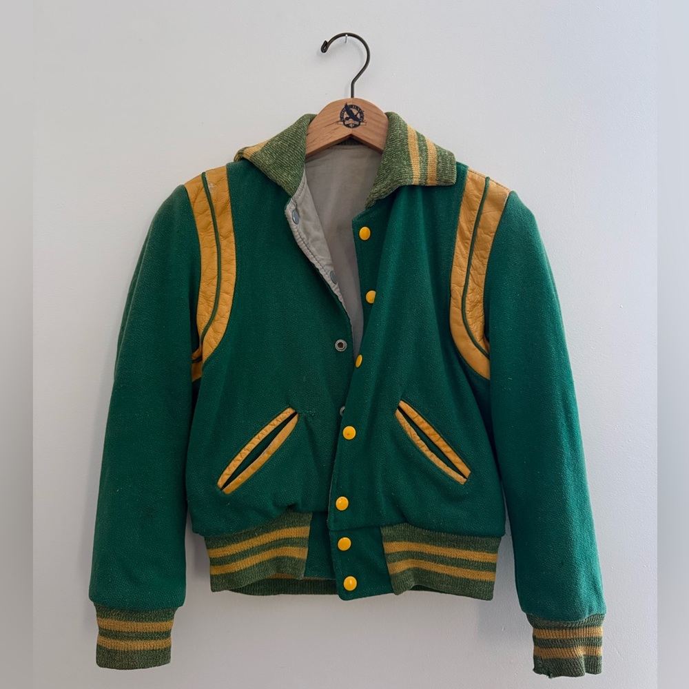 Vintage Green and Yellow Varsity Jacket